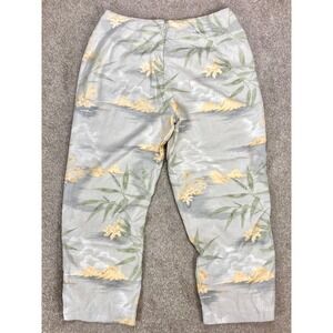 Tommy Bahama Silk Tropical Island Print Crop Pants Womens 8 Gray Resort Vacation